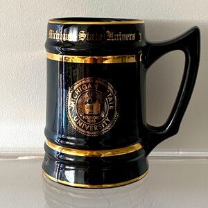 MICHIGAN STATE UNIVERSITY vintage style large beer stein mug  Black & Gold. EUC